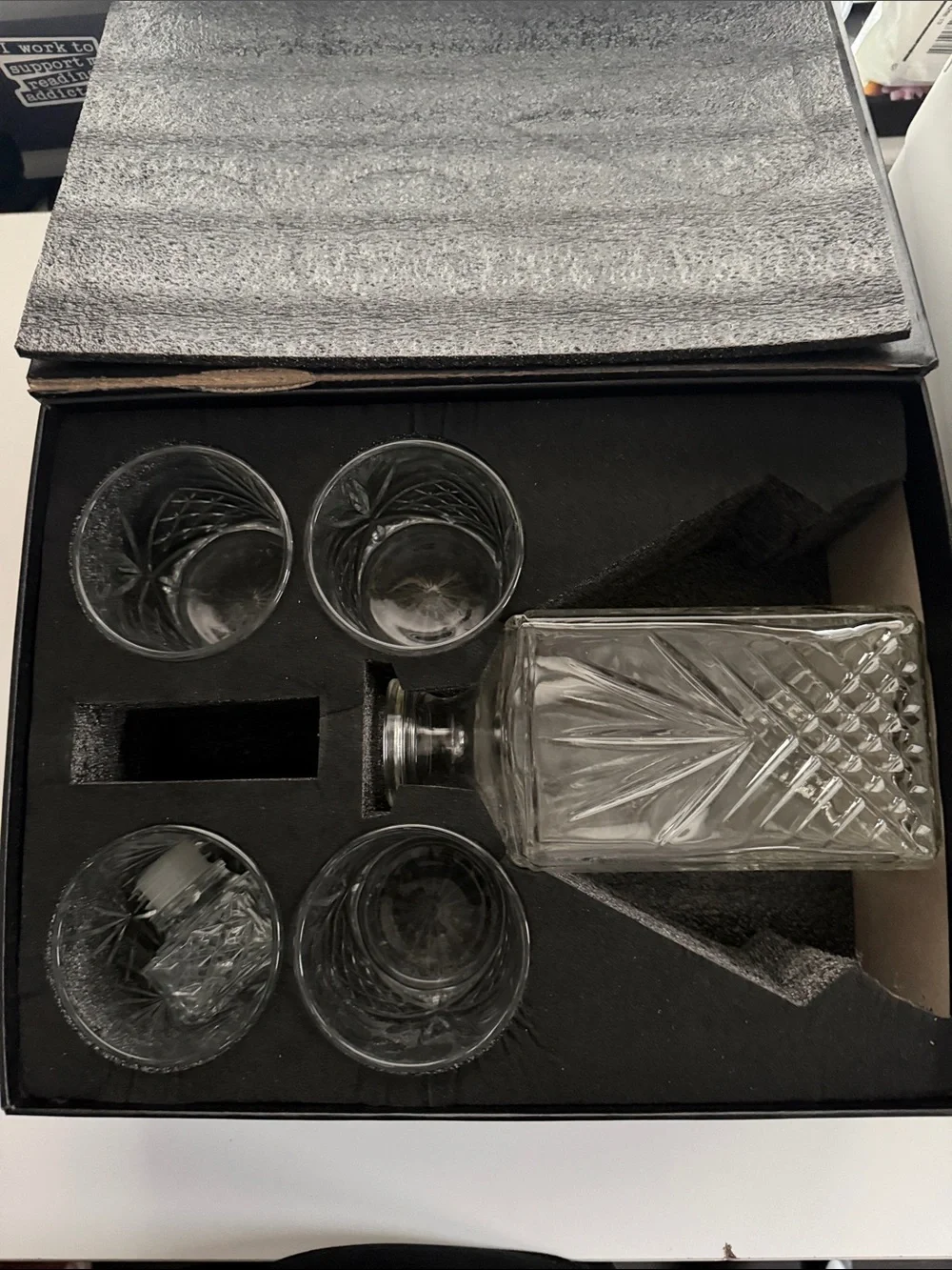 Crystal Whiskey Decanter Set - Clear Glass